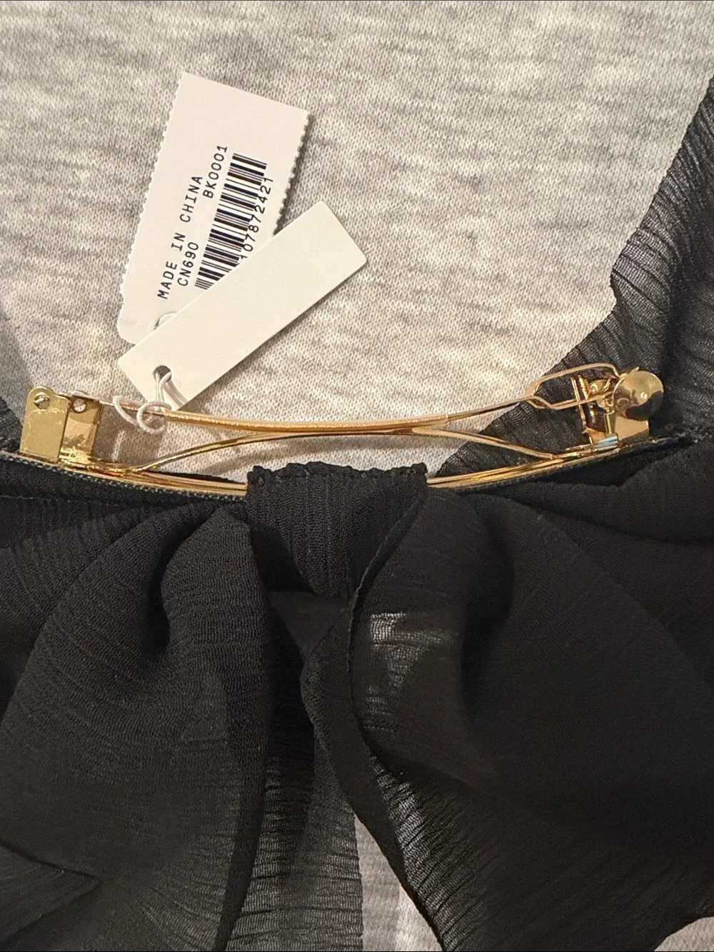 J. Crew Black Sheer Bow Hair Clip/NWT